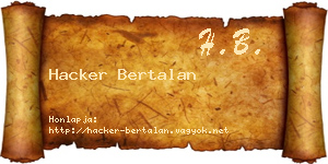 Hacker Bertalan névjegykártya